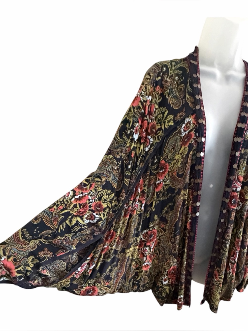 Curations Bohemian Floral Paisley Open-Front Kimono Jacket - Picture 4 of 9